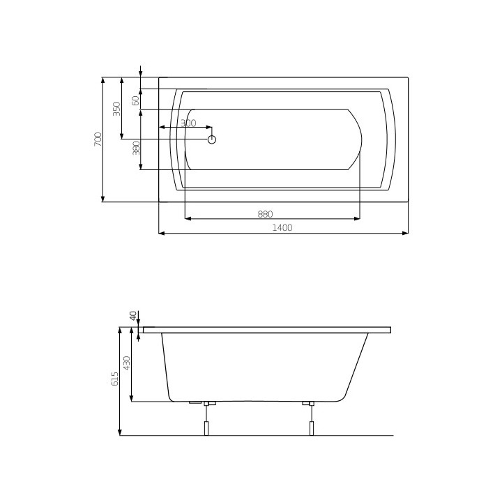 Wanna prostokątna Roca Genova biała, akrylowa, 180 x 80 cm, regulowane nóżki- sanitbuy.pl