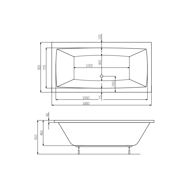 Wanna prostokątna Roca Vita biała, akrylowa, 180 x 80 cm, regulowane nóżki- sanitbuy.pl