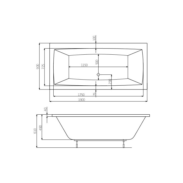 Wanna prostokątna Roca Vita biała, akrylowa, 180 x 90 cm, regulowane nóżki- sanitbuy.pl
