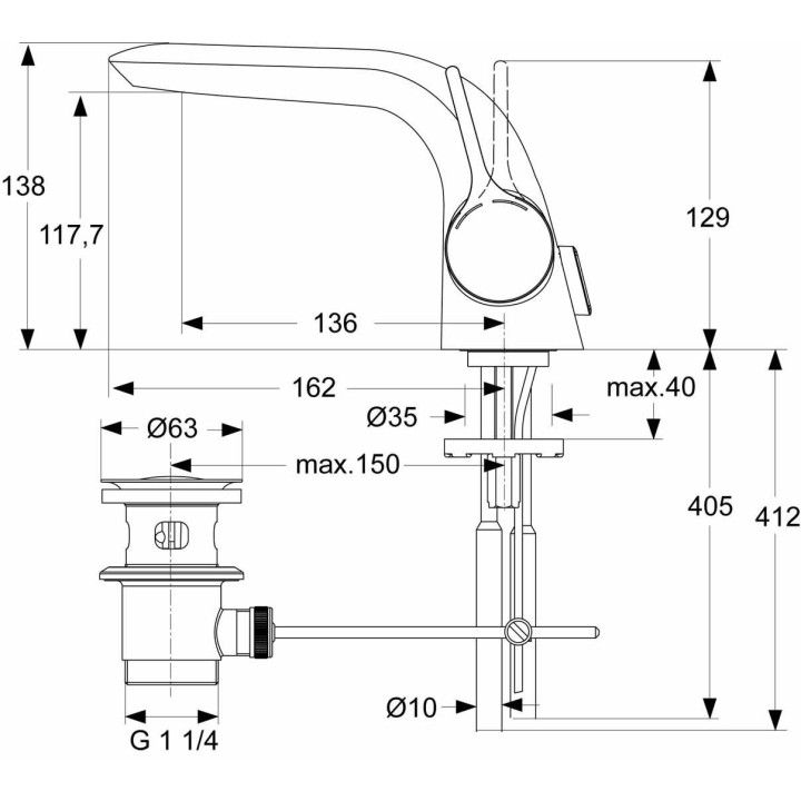 Bateria umywalkowa Ideal Standard Melange, stojąca, 1-otworowa, chrom- sanitbuy.pl