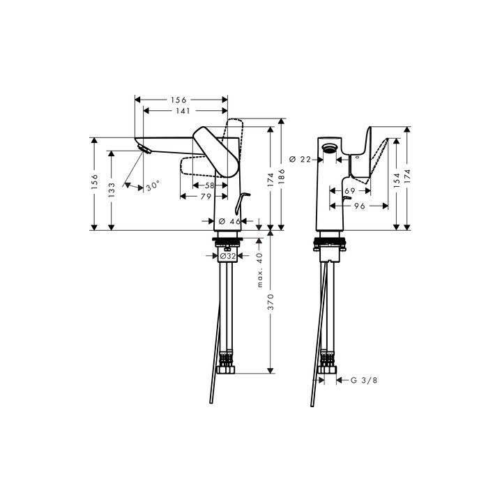 Bateria umywalkowa Hansgrohe Talis E 150, jednouchwytowa, z kompletem odpływowym, DN 15, chrom- sanitbuy.pl