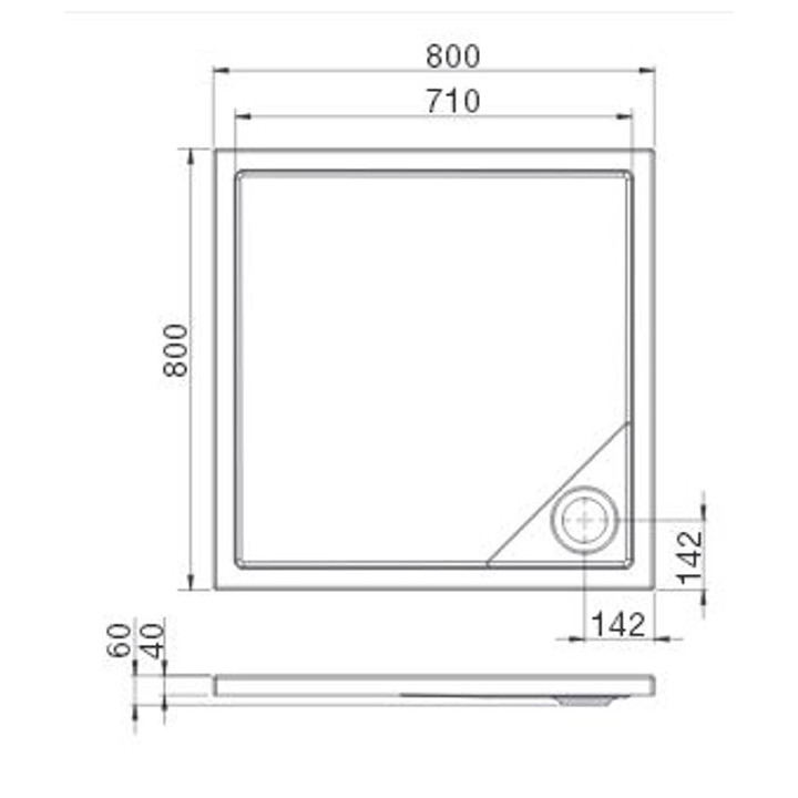 Brodzik kwadratowy, akrylowy Roca Malaga Flat 80 x 80 x 4 cm, biały - sanitbuy.pl