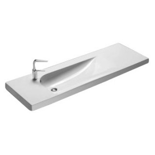 Umywalka asymetryczna Hatria Grandangolo YXF3 ścienna 150 x 50 cm, biała, otwór na baterię z lewej- sanitbuy.pl