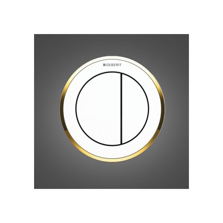 Przycisk do WC Geberit Typ 10 pneumatyczny, biały/złoty, ręczny, dwudzielny, podtynkowy, meblowy- sanitbuy.pl