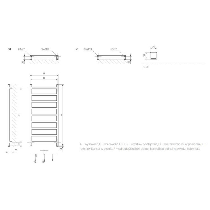 Grzejnik Terma Pola One 78x50 cm - biały/ kolor- sanitbuy.pl