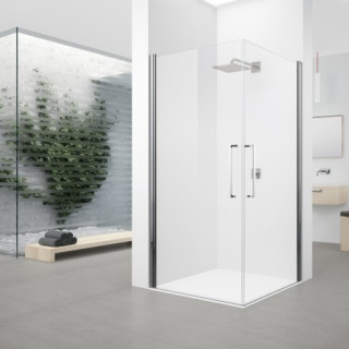 Kabina dwuskrzydłowa Novellini Young 2.0 2G narożna, asymetryczna 87-89 i 99-101, chrom, przezroczyste- sanitbuy.pl