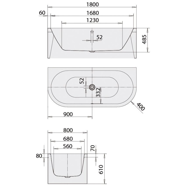 Wanna przyścienna Kaldewei Meisterstück Centro Duo 2 biała, 170 x 75 x 47 cm, powierzchnia uszlachetniona- sanitbuy.pl