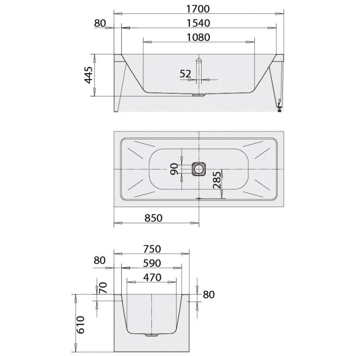 Wanna narożna, prostokątna Kaldewei Meisterstück Conoduo biała, lewa, 170 x 75 x 43 cm, pow. uszlachetniona, funkcja napełniania