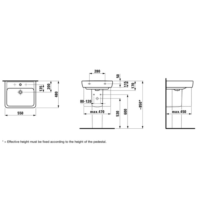 Umywalka prostokątna Laufen Pro wisząca, 60 x 48 cm, biała, z otworem na baterię- sanitbuy.pl