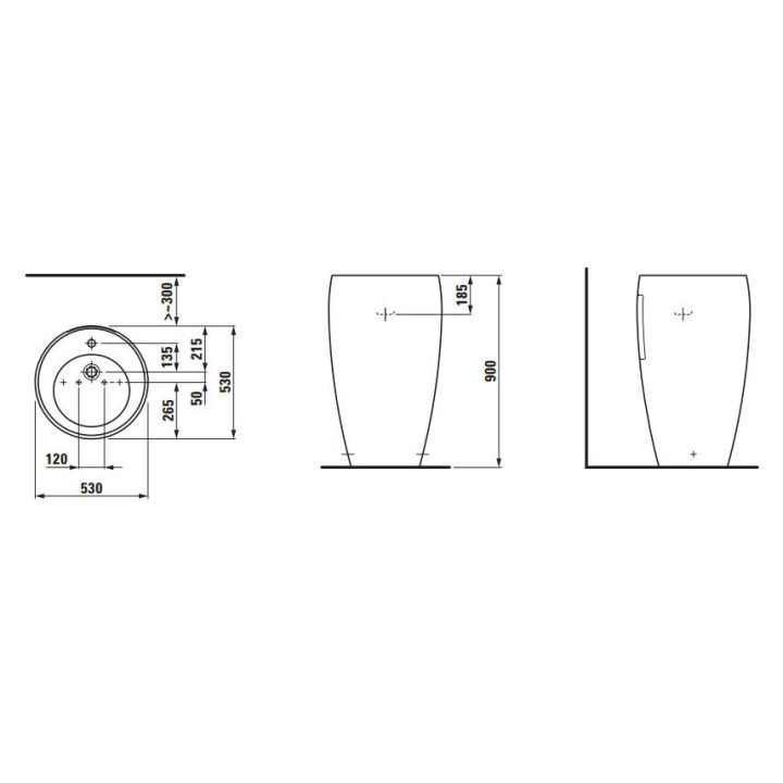 Umywalka wolnostojąca z postumentem Laufen ILBAGNOLESSI ONE 53 x 90 cm, biały LCC, otwór na baterię- sanitbuy.pl