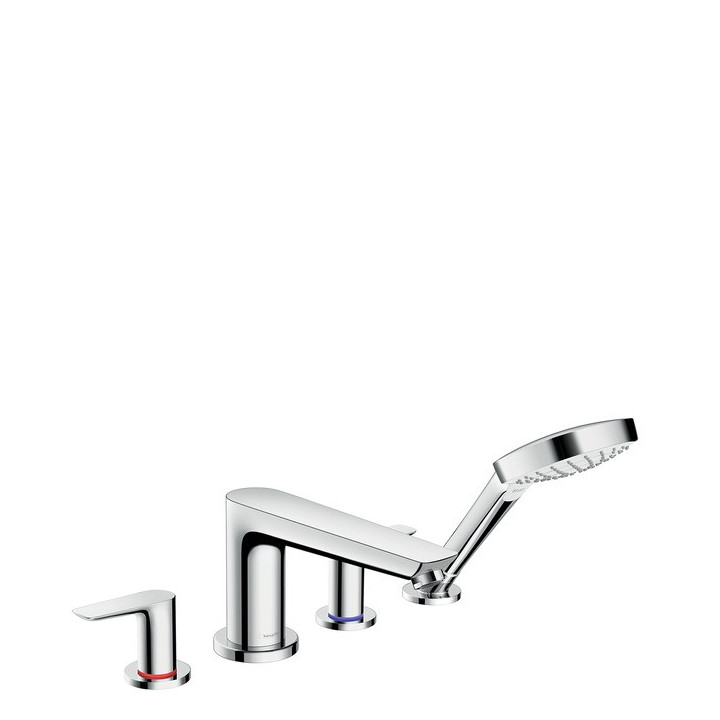 Bateria wannowa 3-otworowa Hansgrohe Talis E chrom, dł. 196 mm, montaż na brzegu wanny, el. zewnętrzny, do przepływ. podgrzewacz