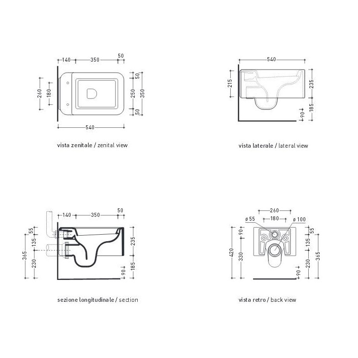 Miska wisząca WC Flaminia Bonola 54 x 38 x 27 cm, biała, goclean, zestaw montażowy- sanitbuy.pl
