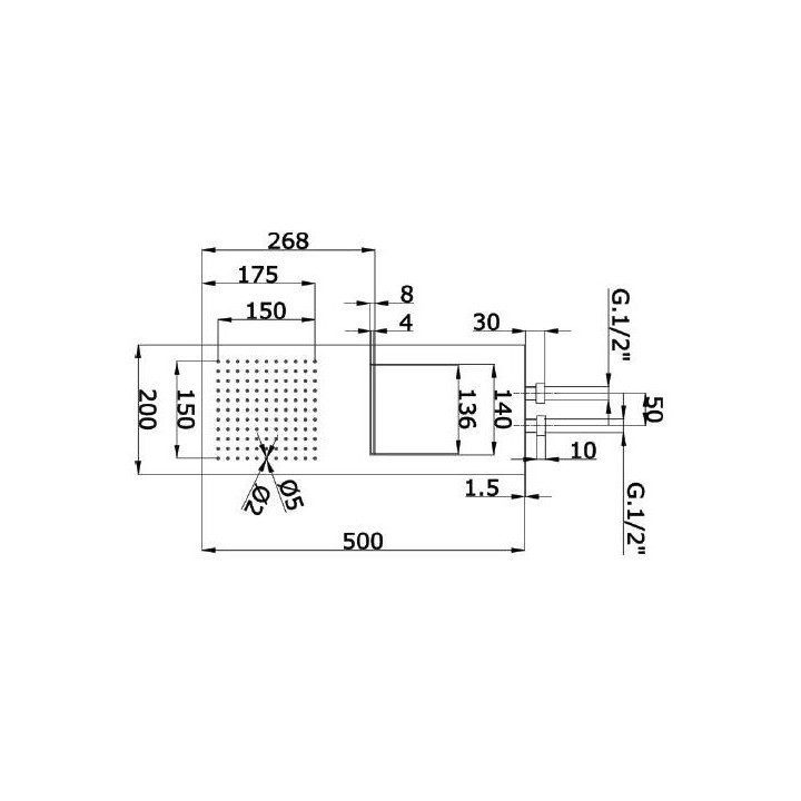 Deszczownica 2-funkcyjna Vedo 200 x 500 mm, chrom- sanitbuy.pl