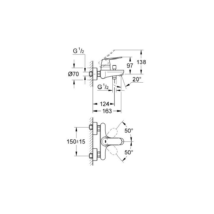 Bateria Grohe Eurosmart Cosmopolitan wannowa ścienna- sanitbuy.pl