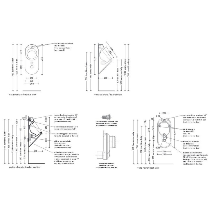 Pisuar Flaminia KEY biały połysk, 29 x 63 x 29 cm- sanitbuy.pl