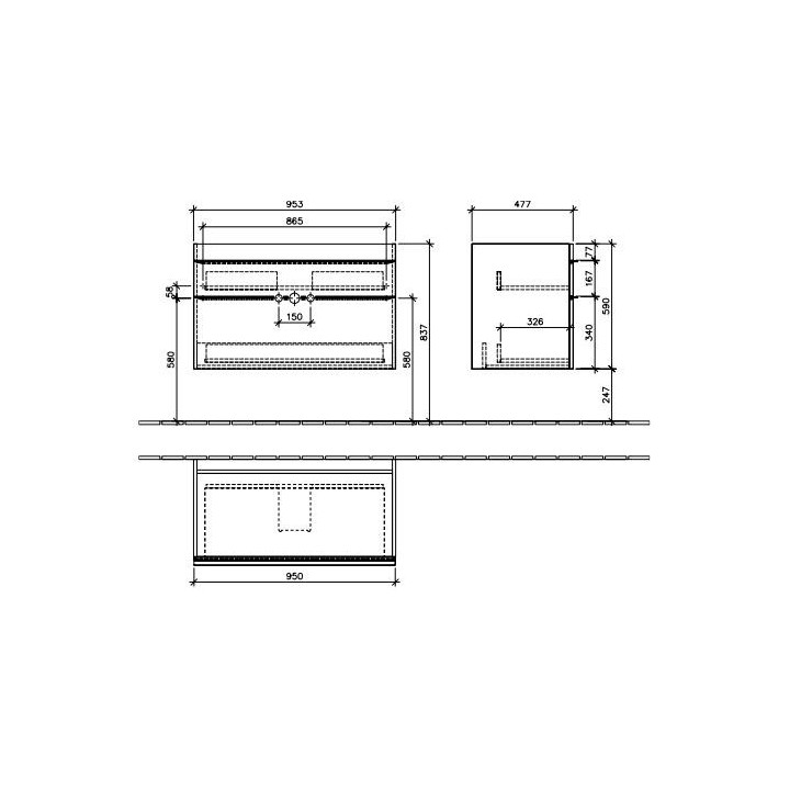 Szafka podumywalkowa Villeroy & Boch Venticello 95 x 59 x 50 cm, szary kamień- sanitbuy.pl
