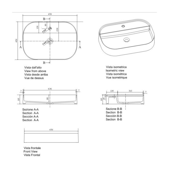 Umywalka nablatowa Galassia SmartB biała, 55 x 45 cm, z otworem na baterię- sanitbuy.pl