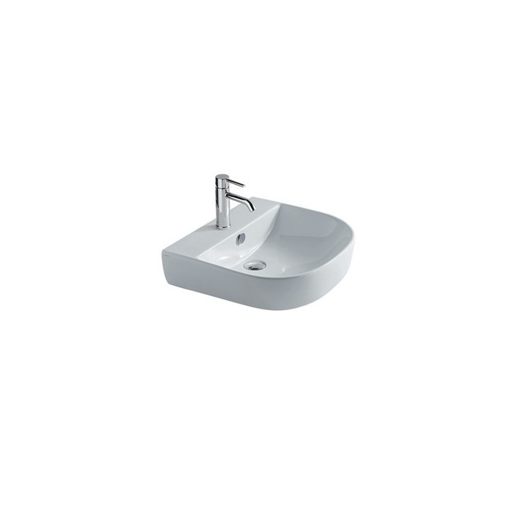 Umywalka wisząca Galassia Eden biała, 60 x 48 x 14 cm, otwór na baterię i przelew- sanitbuy.pl