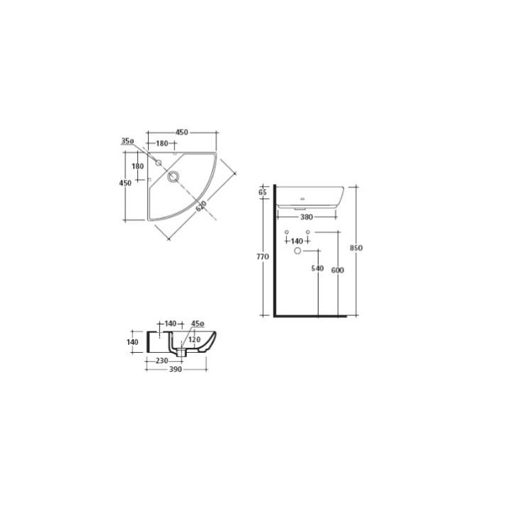 Umywalka wisząca Galassia Eden biała, 35 x 26 x 19 cm, przelew i otwór na baterię- sanitbuy.pl