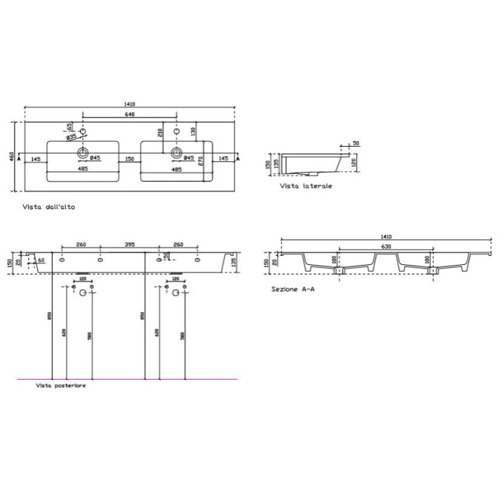 Umywalka narożna, wisząca Galassia Eden biała, 45 x 45 x 14 cm, przelew i otwór na baterię- sanitbuy.pl