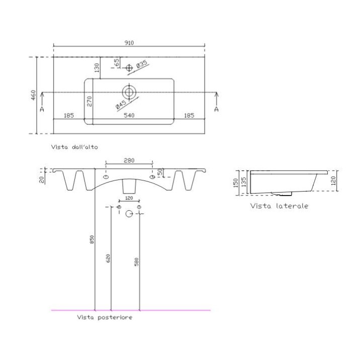 Umywalka wisząca/nablatowa Galassia Eden biała, 101 x 46 x 12 cm, przelew i otwór na baterię- sanitbuy.pl