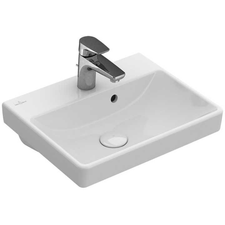 Umywalka wisząca, prostokątna Villeroy & Boch biały Alpin, 55 x 37 x 15,5 cm, bez przelewu, otwór na baterię- sanitbuy.pl