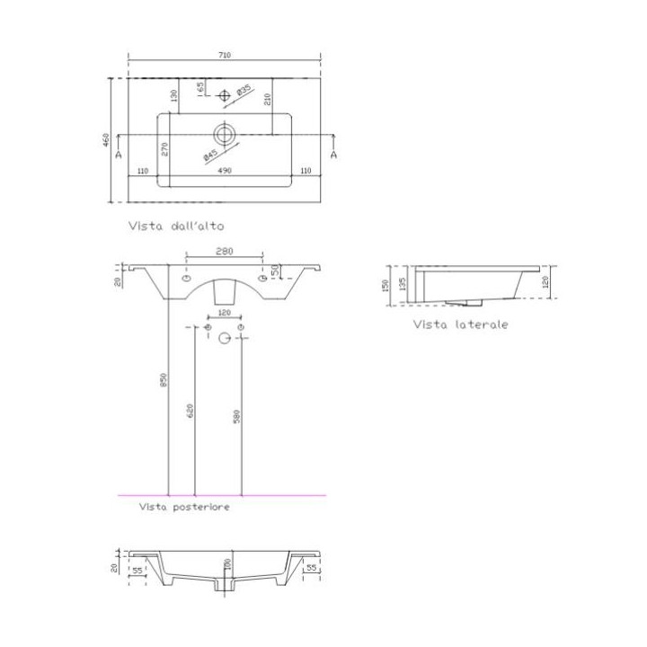 Umywalka wisząca/wpuszczana w blat Galassia Eden biała, 81 x 46 x 15 cm, przelew i otwór na baterię- sanitbuy.pl