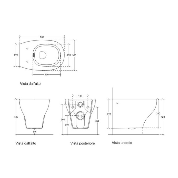 Miska lejowa WC, wisząca Galassia Eden biała, bez rantu, 53 x 36 cm- sanitbuy.pl