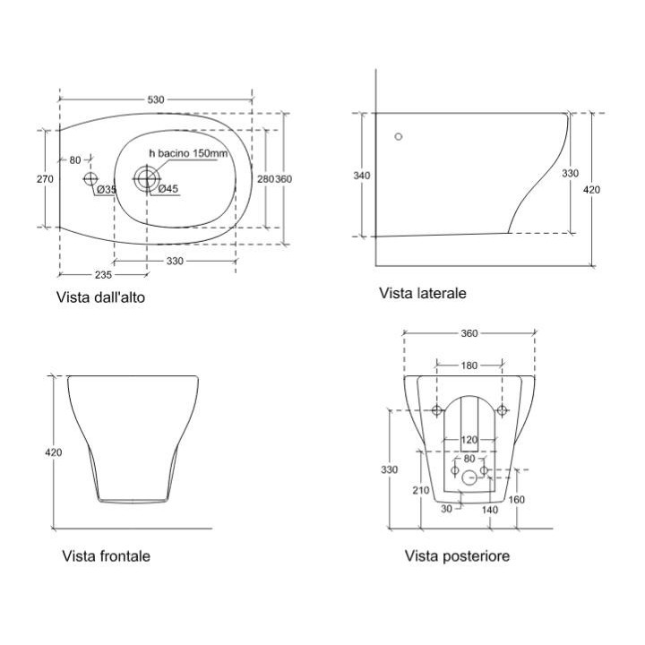 Miska lejowa WC, wisząca Galassia Eden biała, 53 x 36 cm- sanitbuy.pl