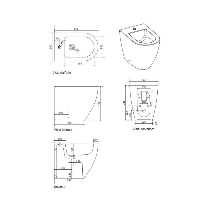 Bidet stojący Galassia Eden biały, 53 x 36 x 42 cm- sanitbuy.pl
