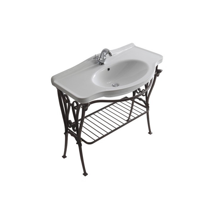 Stelaż podumywalkowy, stojący Galassia Ethos antyczne aluminium, półka i reling, do umywalek 110 cm, retro - sanitbuy.pl