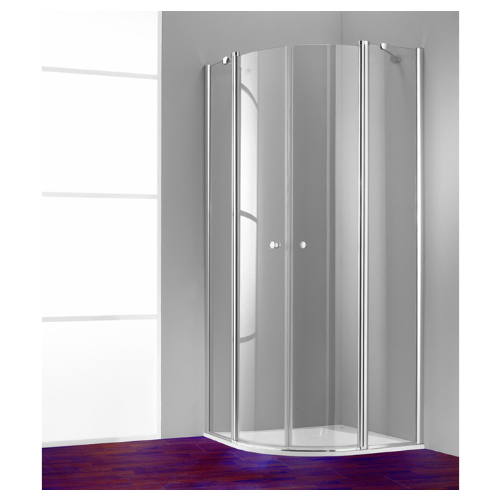 Drzwi prysznicowe Huppe Design 501 - skrzydłowe ze stałym segmentem, szer. 900mm, profil chrom eloxal, szkło z powłoką Anti-Plaq