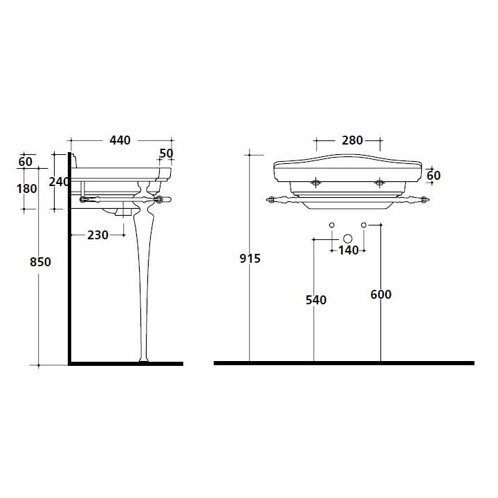 Nogi 75 cm podumywalkowe Galassia Ethos chrom, z relingiem, wys. 795 mm, retro- sanitbuy.pl