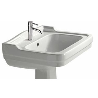 Umywalka wisząca/mocowana na postumencie Galassia Ethos biała, 71 x 58 x 24 cm, przelew, otwór na baterię, retro- sanitbuy.pl