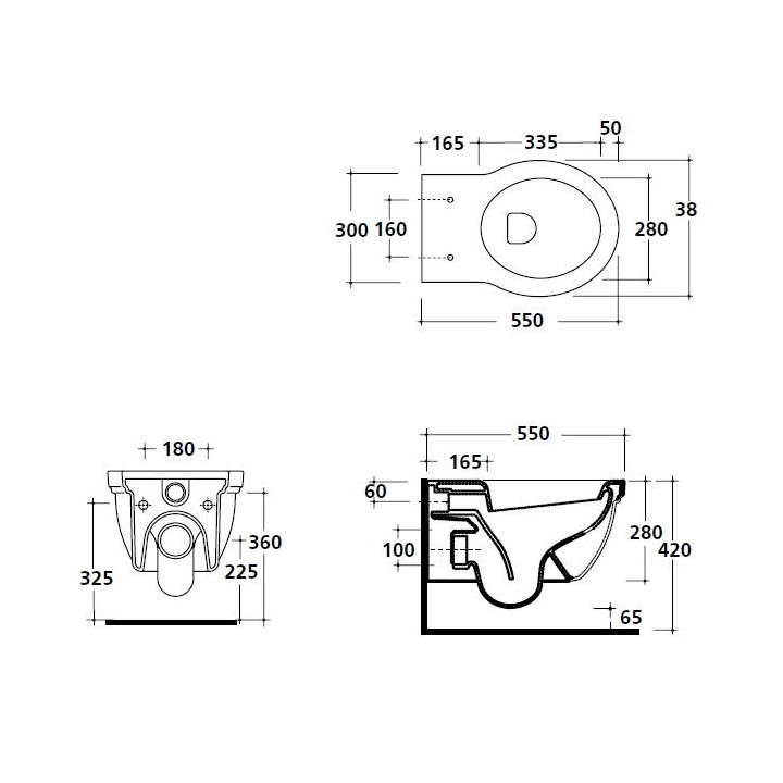 Miska WC lejowa, wisząca Galassia MEG11 biała, 55 x 35 cm- sanitbuy.pl