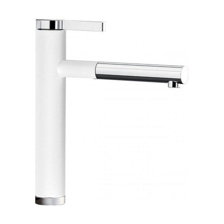 Bateria kuchenna Blanco LINEE-S, z wyciąganą wylewką, biały/chrom- sanitbuy.pl