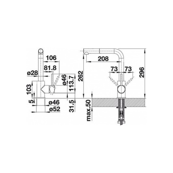 Bateria kuchenna Blanco MILA-Sz wyciąganą wylewką, chrom- sanitbuy.pl