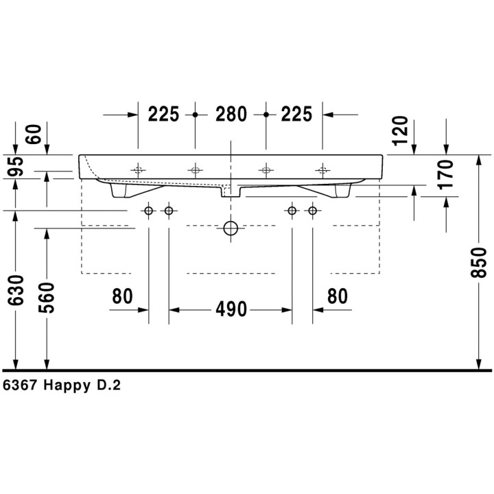 Umywalka meblowa Duravit Happy D., 100 cm, 1-otworowa, Biały Alpin WonderGliss- sanitbuy.pl