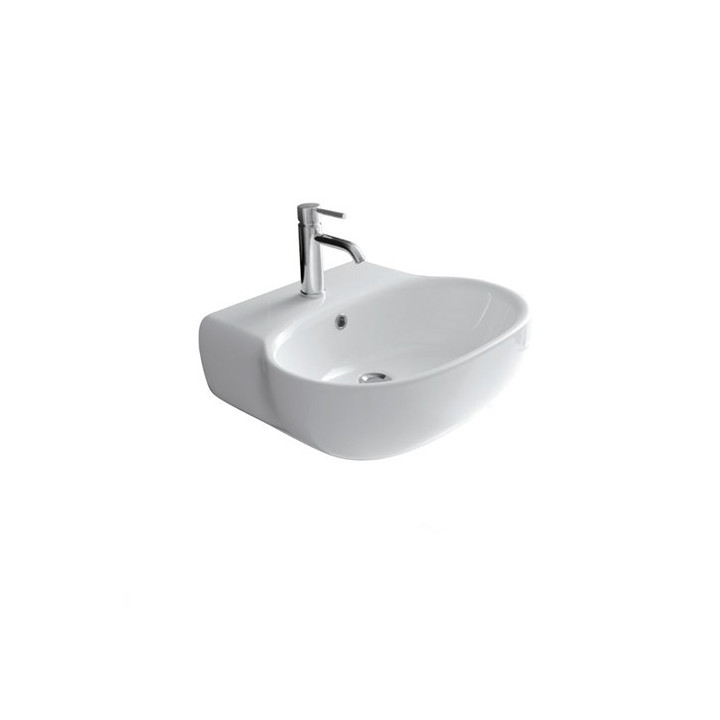 Umywalka owalna, wisząca Galassia ERGO biała, 70 x 48 cm, otwór na baterię i przelew- sanitbuy.pl