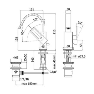 Bateria bidetowa z korkiem Paffoni Elle / Effe- sanitbuy.pl