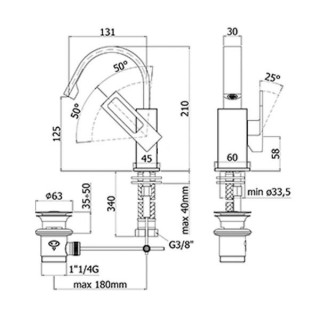 Bateria bidetowa z korkiem Paffoni Elle / Effe- sanitbuy.pl