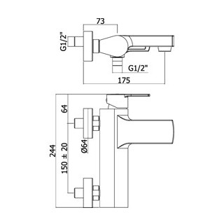 Bateria wannowa ścienna korpus Paffoni Ringo- sanitbuy.pl