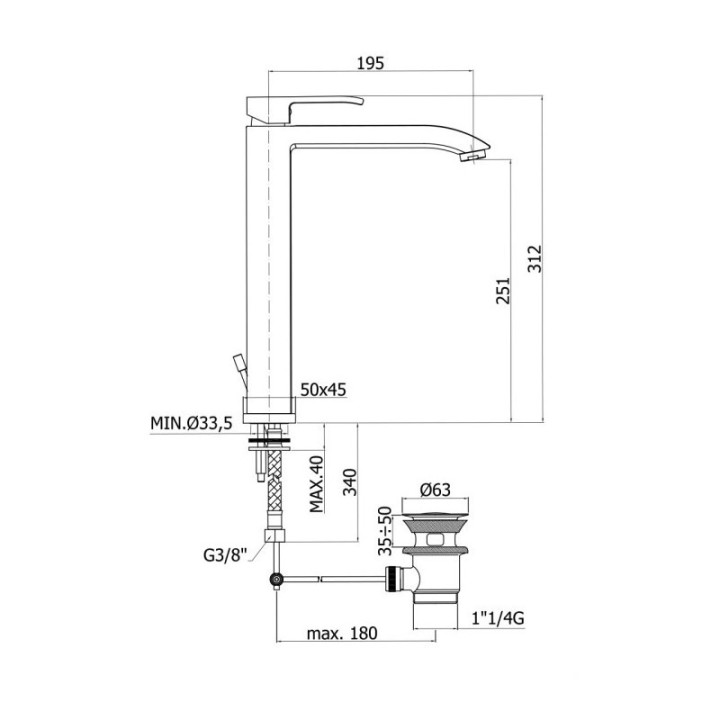 Bateria umywalkowa wysoka Paffoni Level- sanitbuy.pl