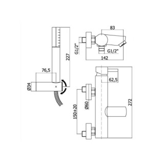 Bateria wannowa ścienna kompletna Paffoni Stick- sanitbuy.pl