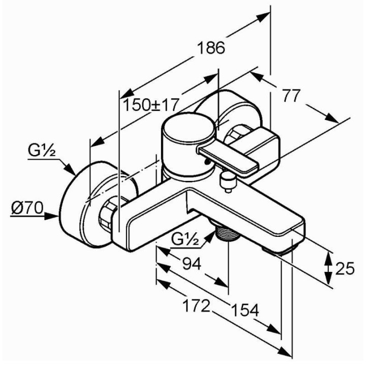 Bateria Kludi ZENTA wannowo-natryskowa ścienna- sanitbuy.pl