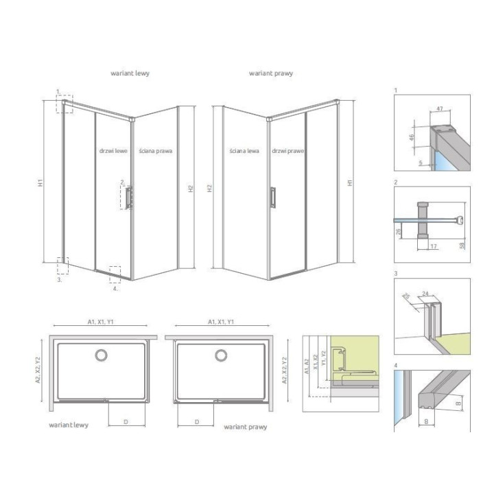 Drzwi suwane przejrzyste lewe 100 Radaway Idea KDJ - sanitbuy.pl