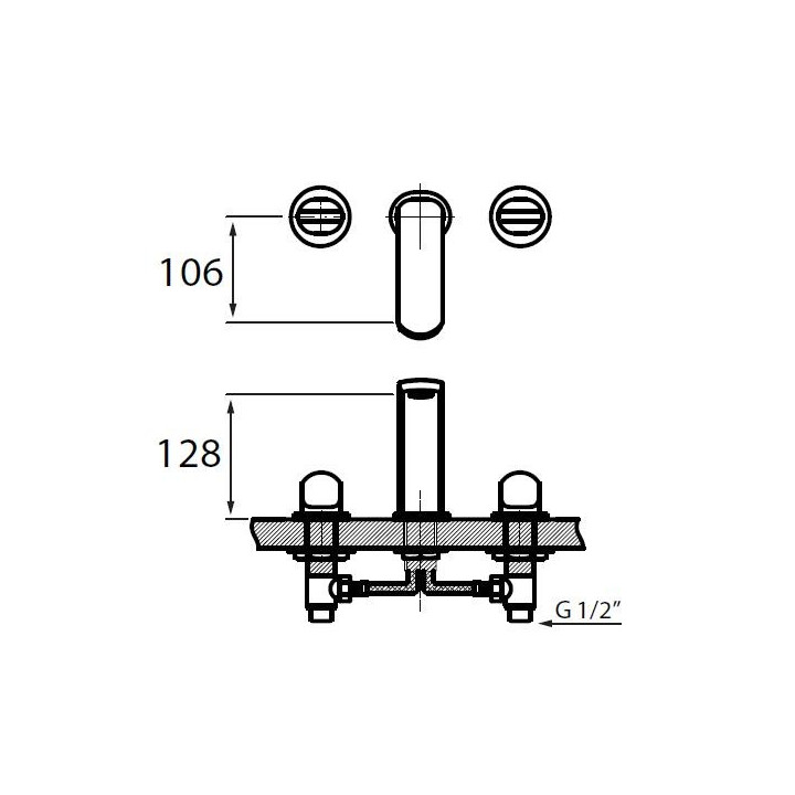 Bateria umywalkowa 3-otworowa bez korka Vedo Cento- sanitbuy.pl