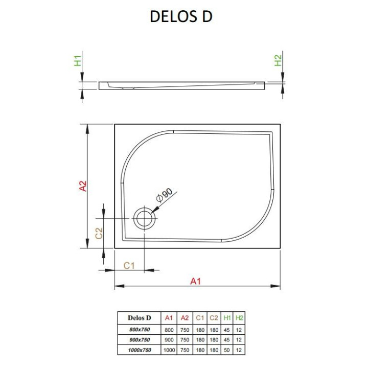 Brodzik akrylowy 80x75cm Radaway Delos D - sanitbuy.pl
