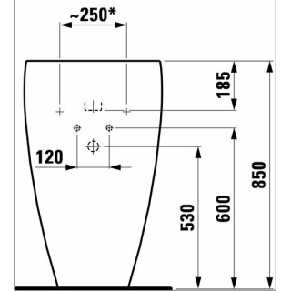 Monolityczna umywalka wolnostojąca z postumentem z otworem na baterię 53cm Laufen Alessi One- sanitbuy.pl