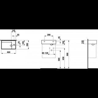 Umywalka ścienna mała 460 x 280 mm SaphirKeramik 1-otworowa Laufen Kartell- sanitbuy.pl